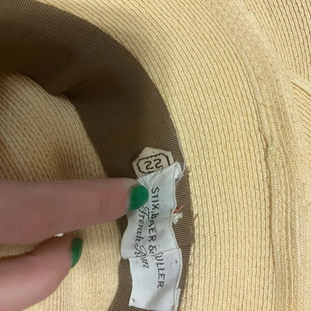 Vintage Stix, Baer & Fuller French Room Wide Brim Raffia Straw Hat - Picture 8 of 8